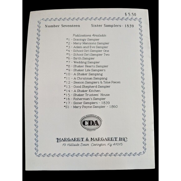 1988 Margaret & Margaret Sister Samplers 1839 Cross Stitch Pattern Book Vintage - Picture 2 of 3